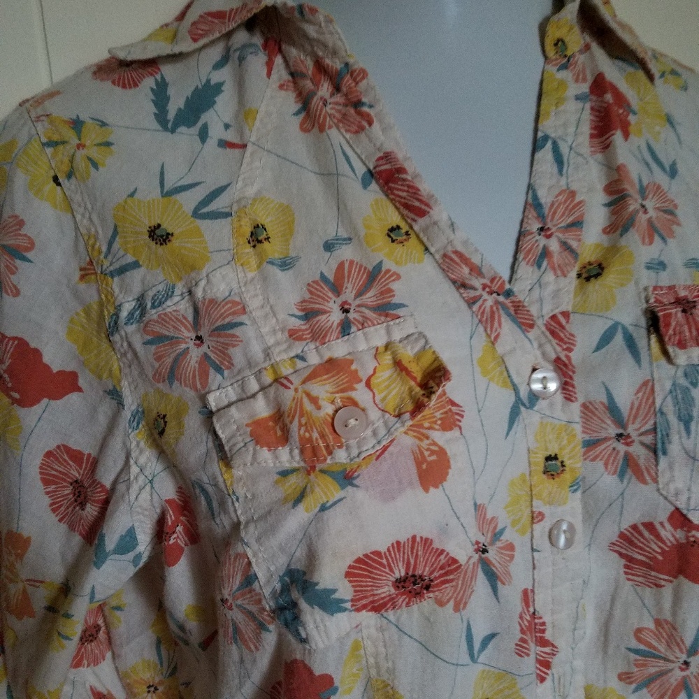 Vintage cotton poppy print blouse